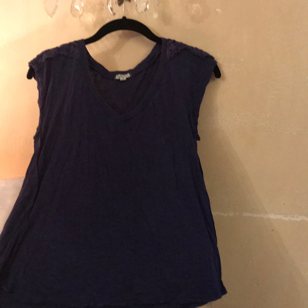 Eyeshadow Plum Colored V-Neck Cap Sleeved Top
